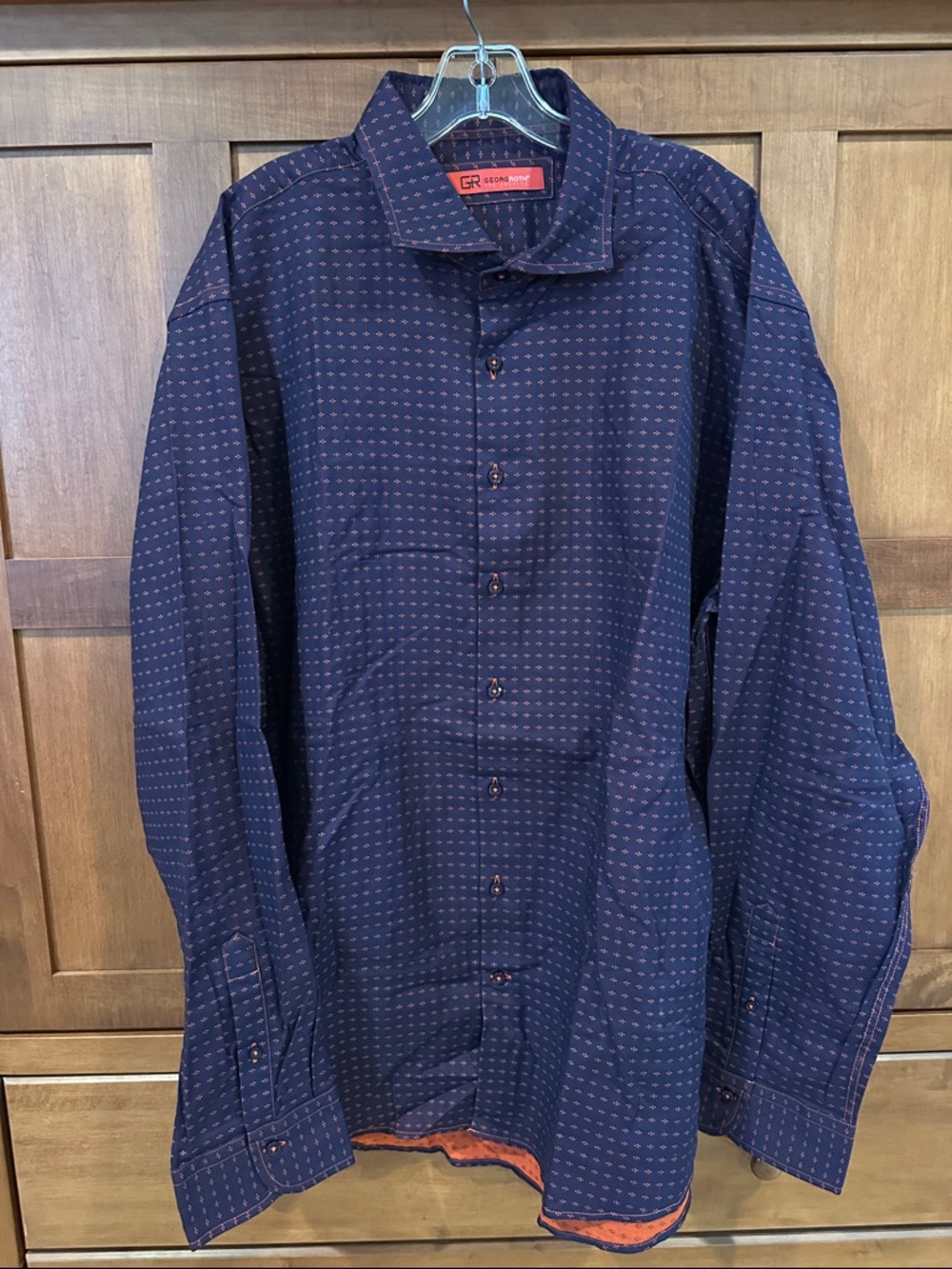 Georg Roth - GR Uomo Navy Micro-Print Button-Down Shirt.  (Never Worn)